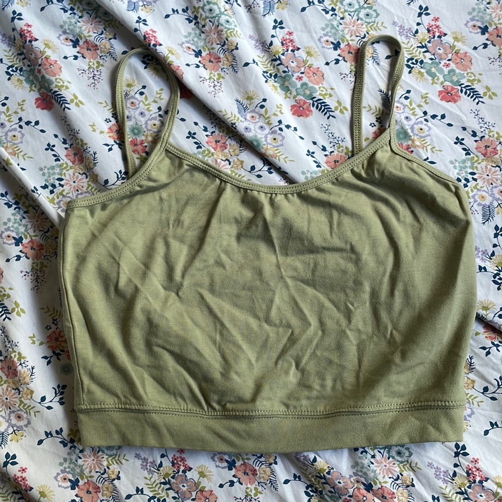 Olive green / tank top / crop top / small